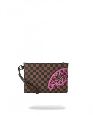 Pochette Sprayground Pochette Drip Check Pouchette ροζ καφε | 4280RCAMK