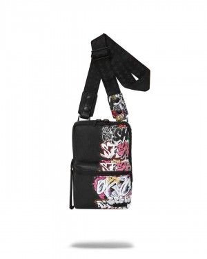 Small Bags Sprayground Half Graff Sling μαυρα | 0681XEMCZ