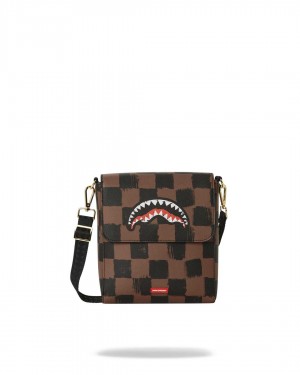 Small Bags Sprayground Sharks In Paris Painted Messenger Sling καφε | 6315SCOJM