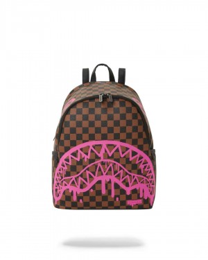 Σακιδια Sprayground Drip Check Savage ροζ καφε | 6175XHBMP