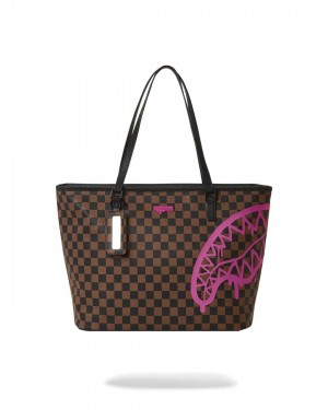 Τσαντεσ Sprayground Drip Check Tote ροζ καφε | 1875MTXWN