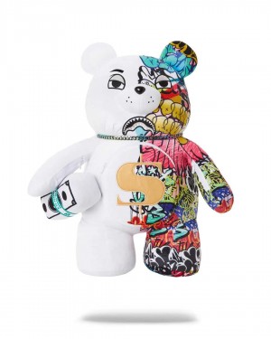 Σακιδια Sprayground Half Graff Bear ασπρα | 6371ECAJX