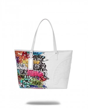 Τσαντεσ Sprayground Half Graff Tote ασπρα | 0132MBYHX