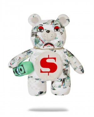 Σακιδια Sprayground Powder 3am Money Bear ασπρα | 6342DCNQV