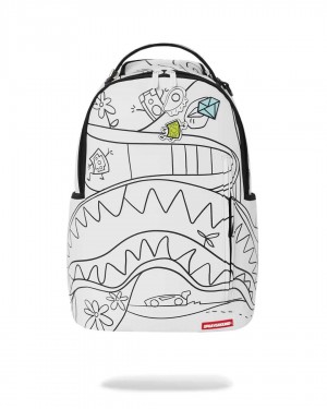 Σακιδια Sprayground Shark Doodle Dlxv ασπρα | 7539SRKPO