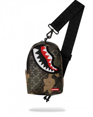 Σακιδια Sprayground $ Pattern Over Sling καμουφλάζ πρασινο | 9215PJVXT