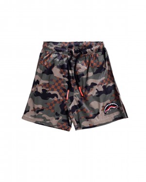 Μαγιό ανδρικα Sprayground Checkered Swim Trunks καμουφλάζ πρασινο | 6215FVLWM