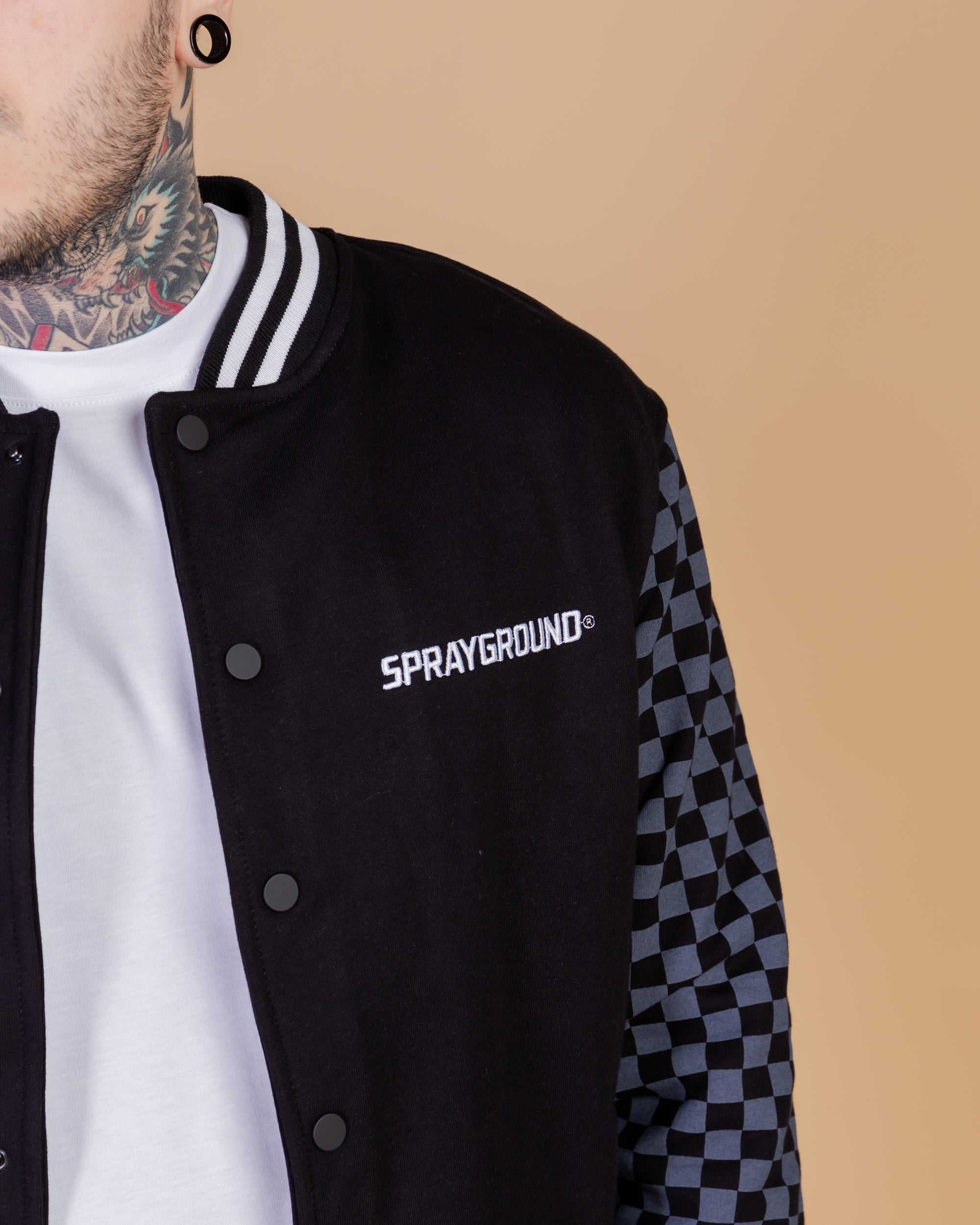 Μπουφαν ανδρικα Sprayground Checkered Varsity γκρι | 1053YBJOS