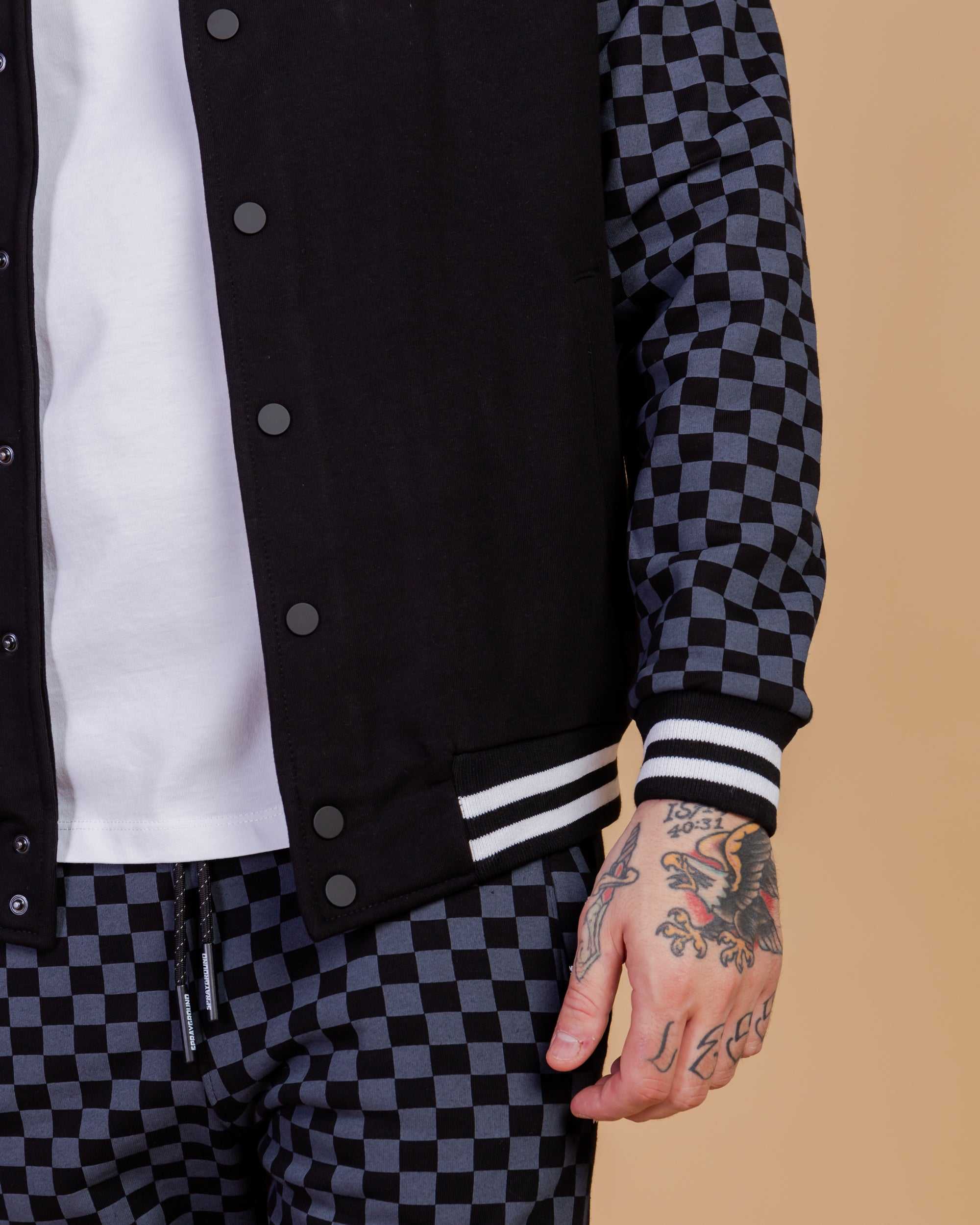 Μπουφαν ανδρικα Sprayground Checkered Varsity γκρι | 1053YBJOS