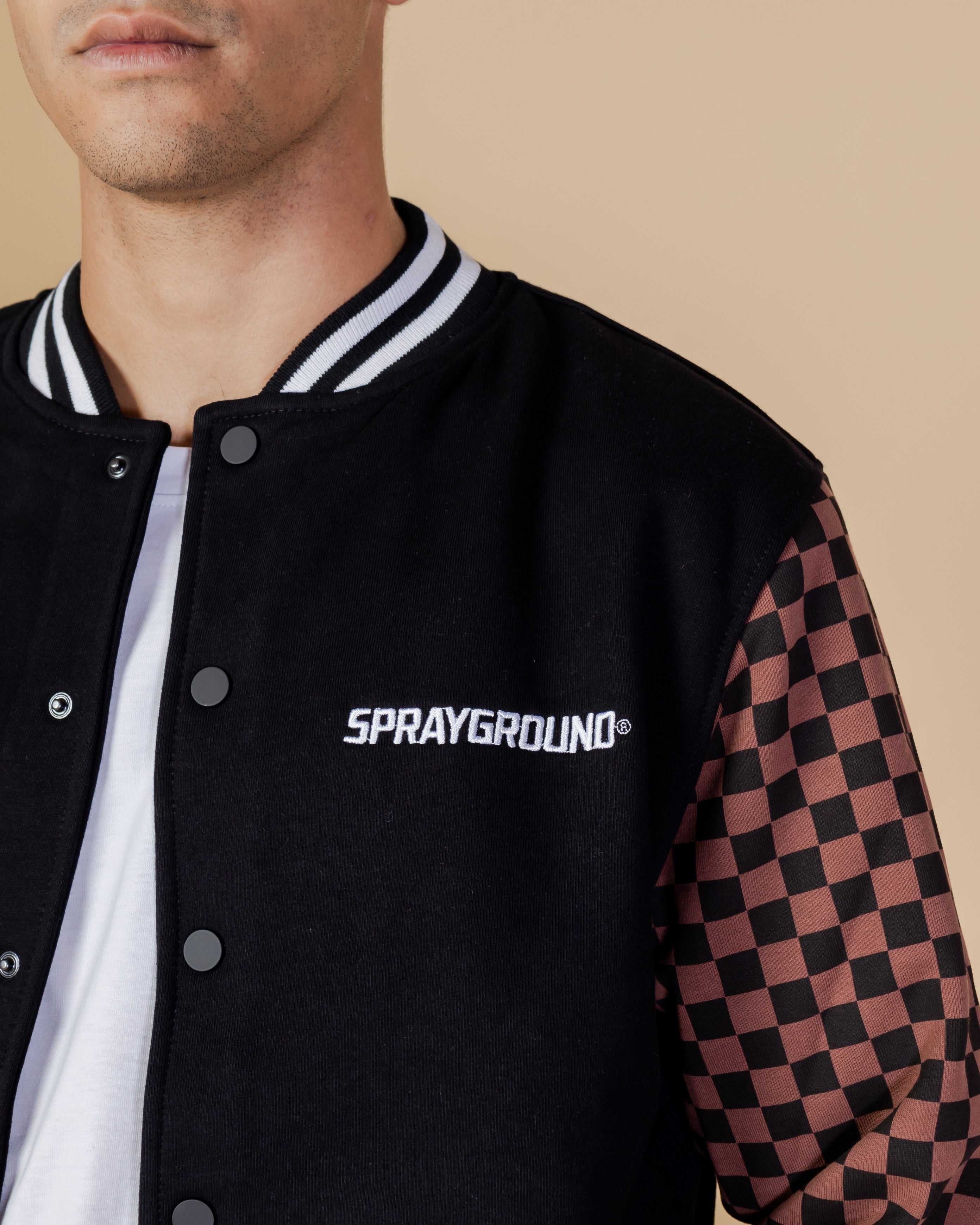 Μπουφαν ανδρικα Sprayground Checkered Varsity καφε | 6218QUDNF