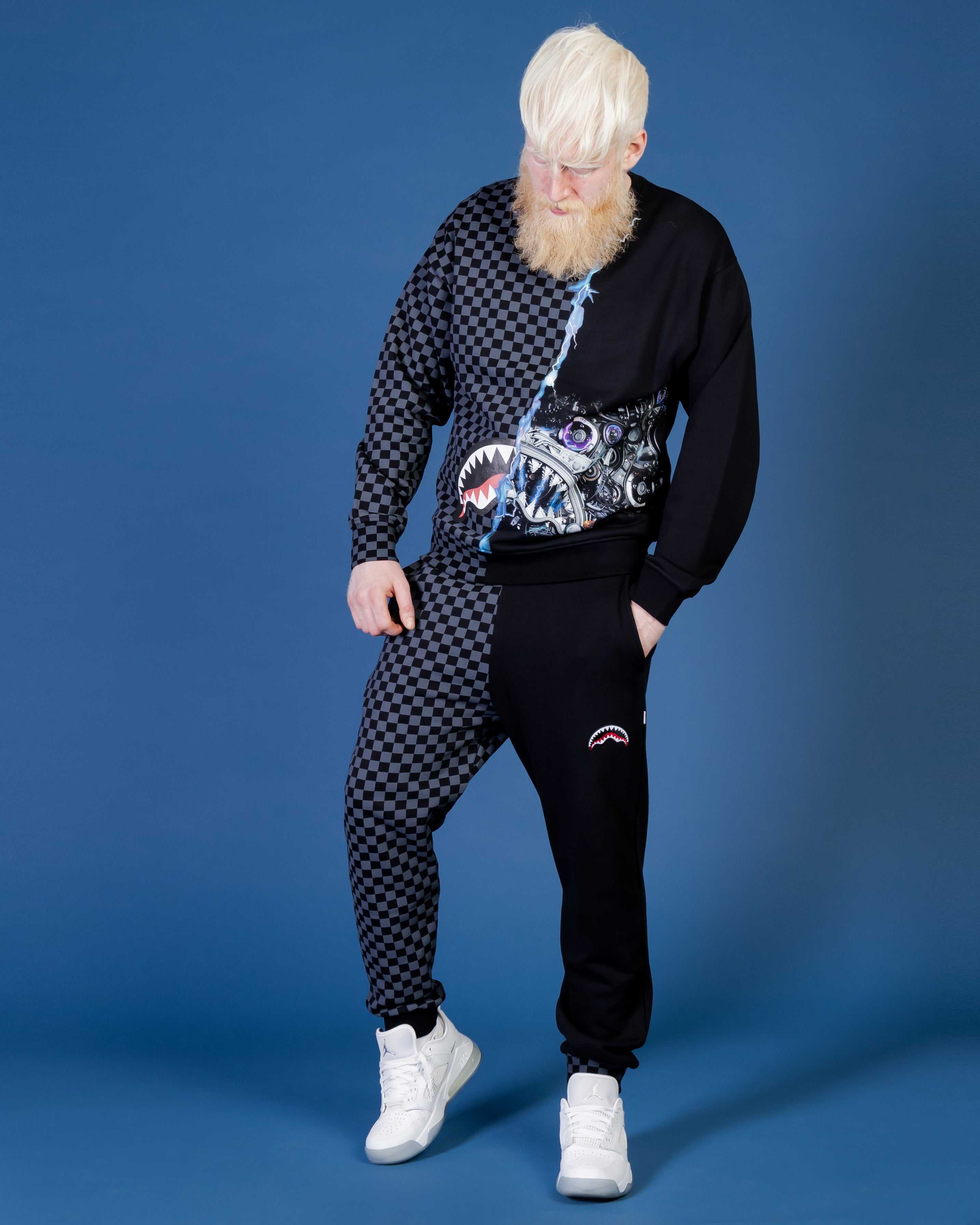 Φούτερ ανδρικα Sprayground Electric Sharktronics Crewneck γκρι | 6423LQBHR