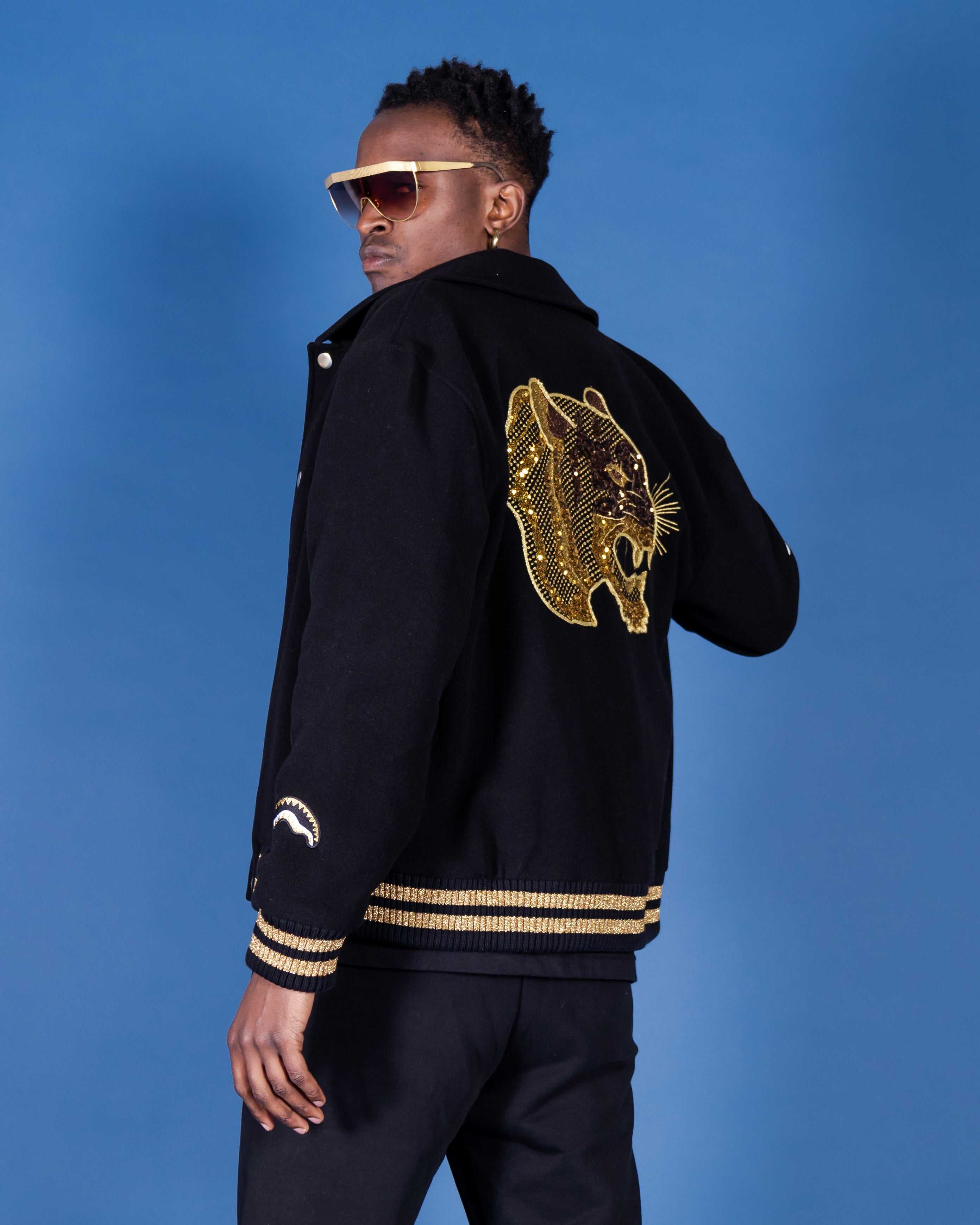 Μπουφαν ανδρικα Sprayground Golden Tiger Varsity μαυρα | 5124BEFJH