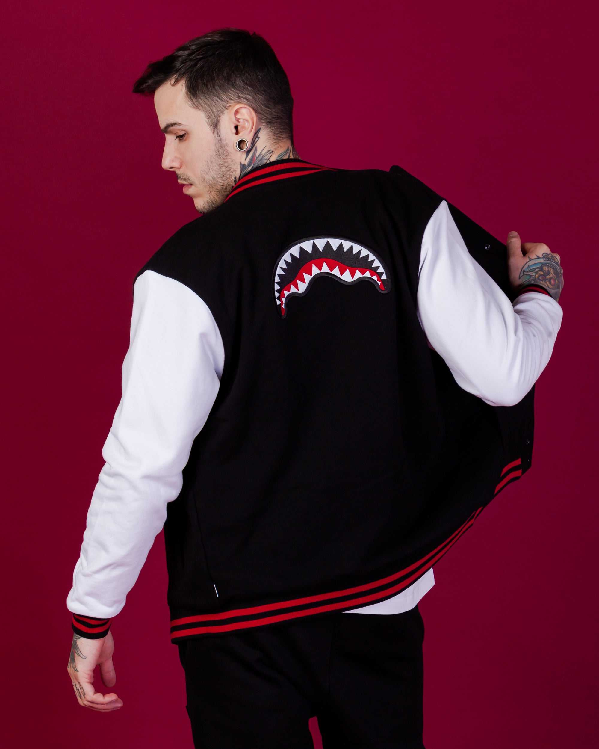 Μπουφαν ανδρικα Sprayground N Varsity μαυρα ασπρα μαυρα | 4561YJZBV