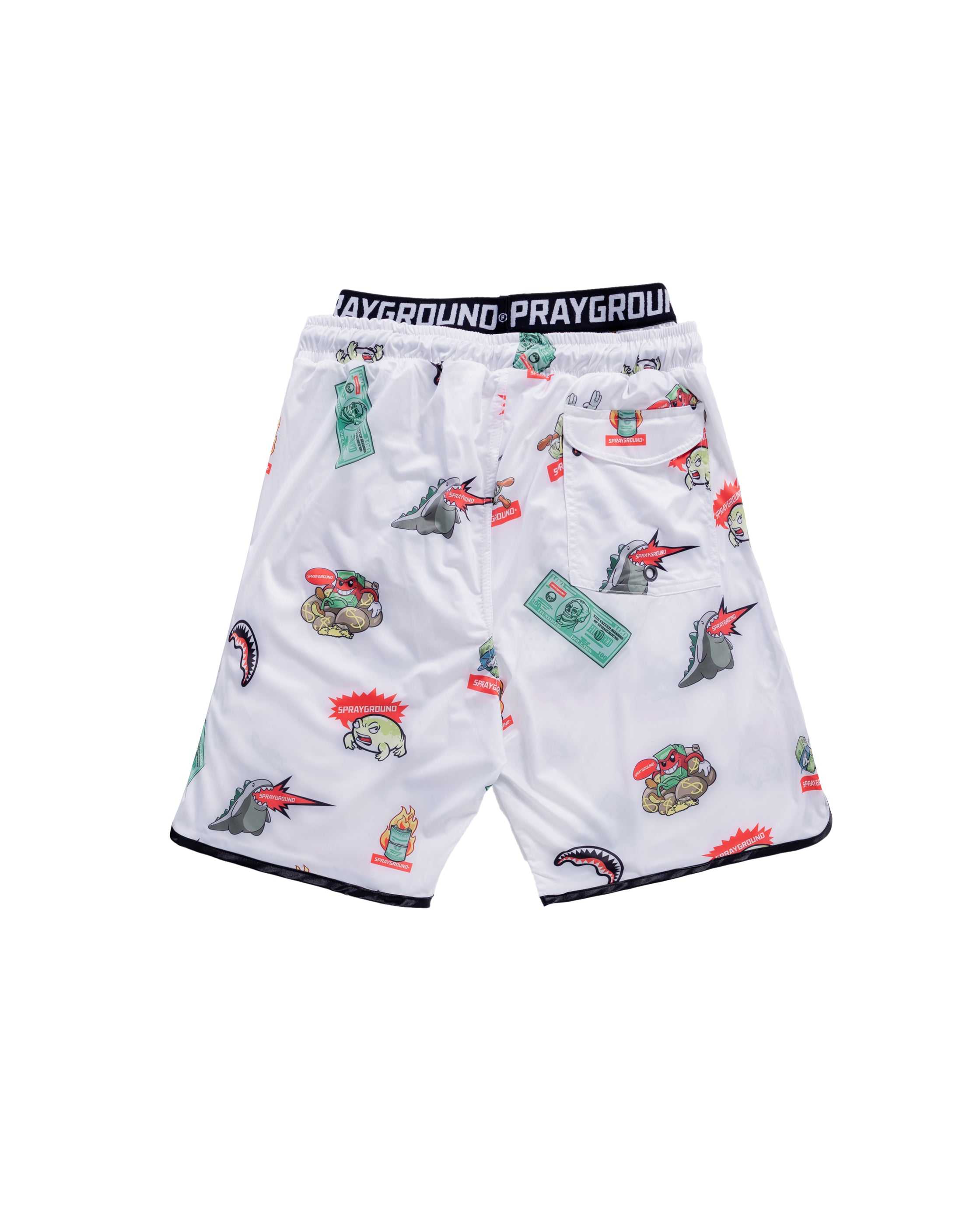 Μαγιό ανδρικα Sprayground Patch All-in Swim Shorts ασπρα | 0173WKYLQ