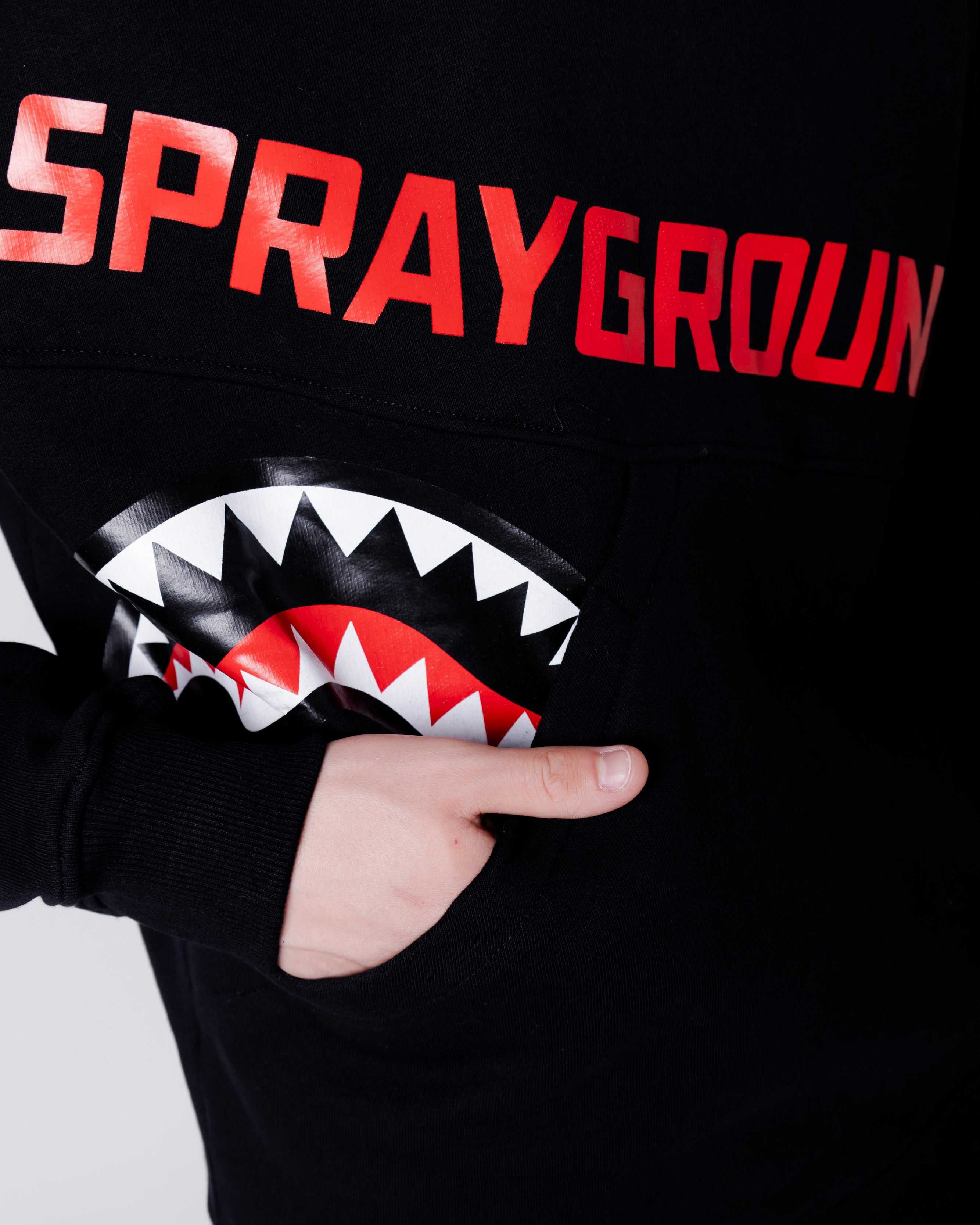 Φούτερ ανδρικα Sprayground Shark Diagonal Pocket Crewneck μαυρα | 7039HZYDE